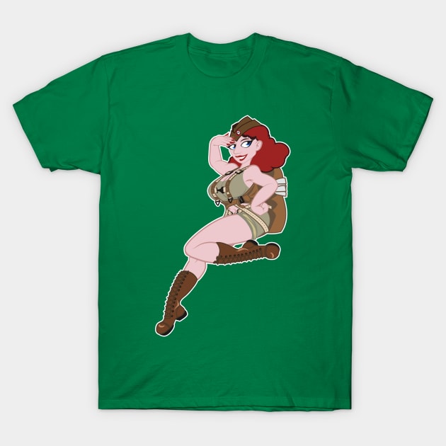 Airborne Pinup Cartoon Style T-Shirt by Baggss